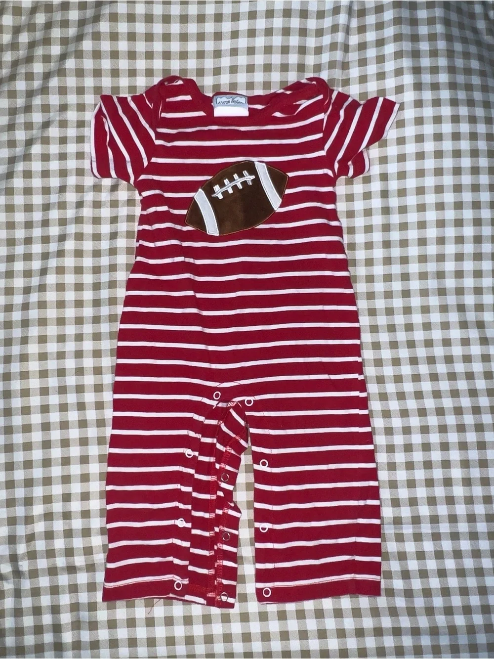 Red Striped Football Footie One-Piece - Baby